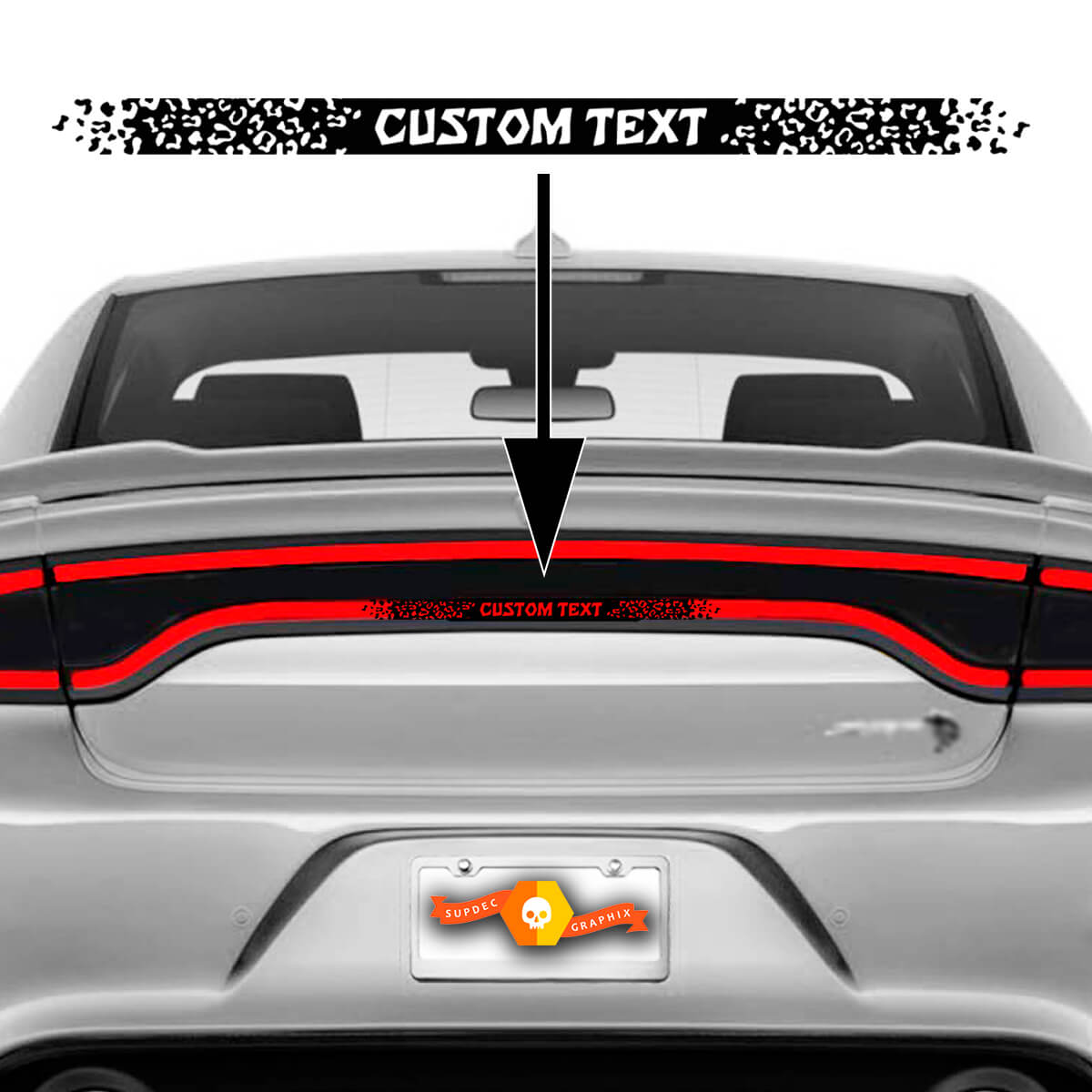 Dodge Charger Calcomanía de acento de luz trasera con texto personalizado  2015-2022+ Calcomanía de lámpara de luces traseras de cargador
