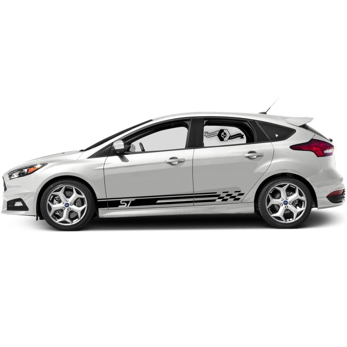 Combinar Ford Focus ST Caminete Ladera Panel Rocker Panel Side Stripes Kit gráfico de calcomanías gráficas