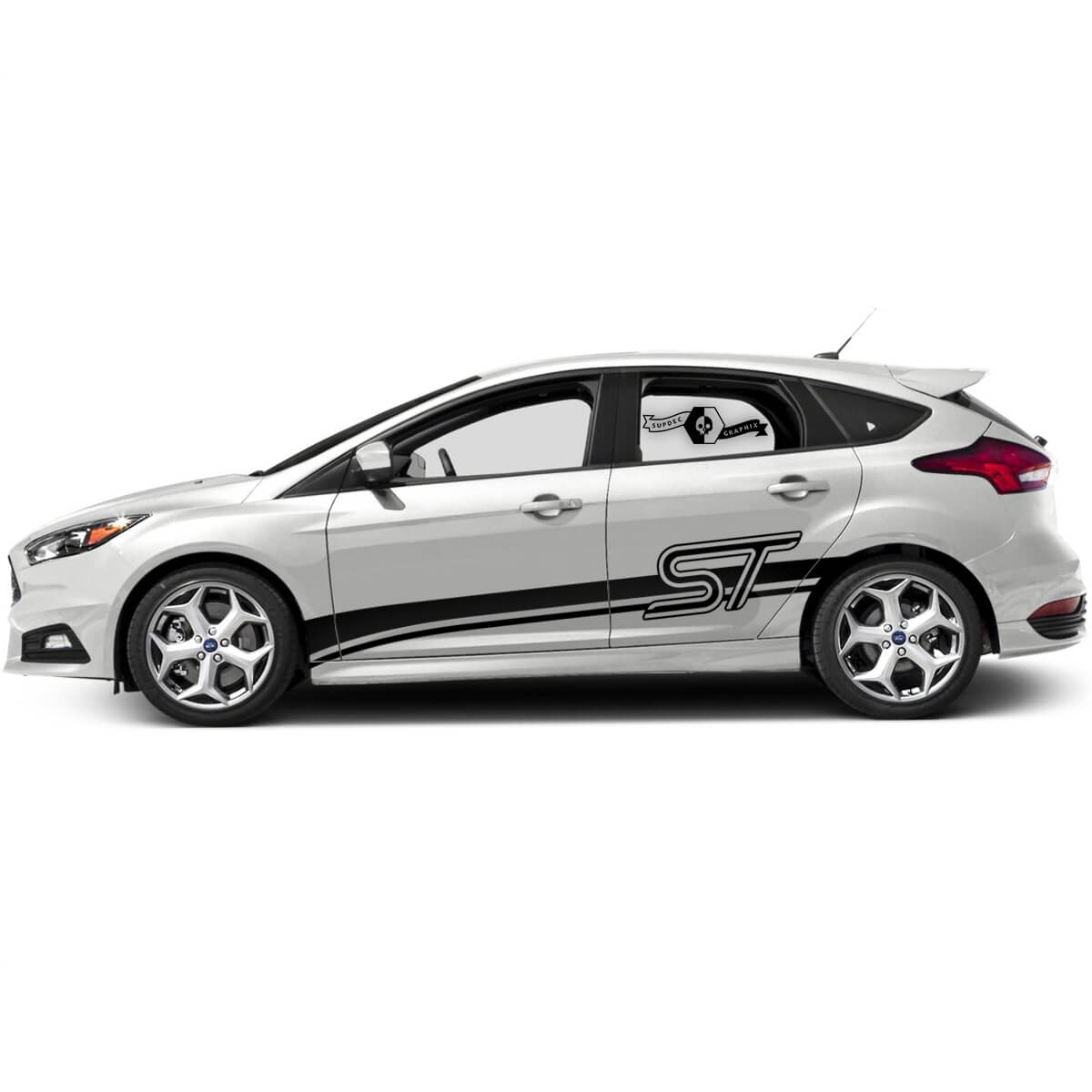 Combinar Ford Focus ST LOGO Side Door Rocker Panel Side Stripes Kit gráfico de calcomanías gráficas
