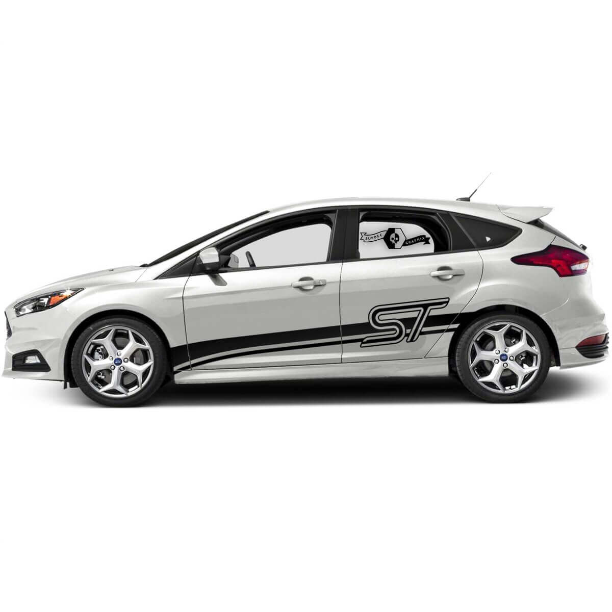 Kit de vinilos con franjas laterales estilo ST para musclecar Focus ST