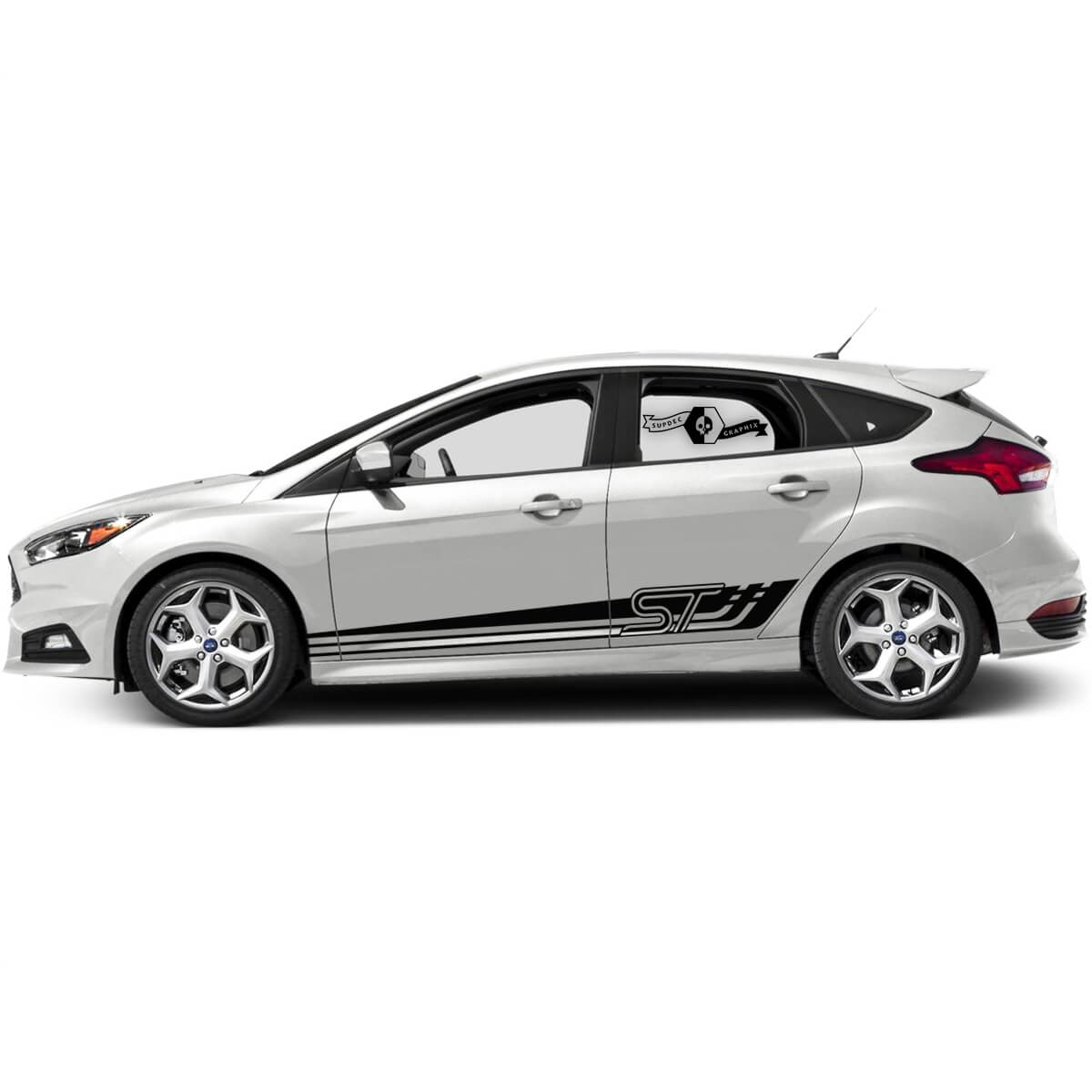 Combinar nuevo Ford Focus ST LOGO Side Door Rocker Panel Side Stripes Kit gráfico Kit
