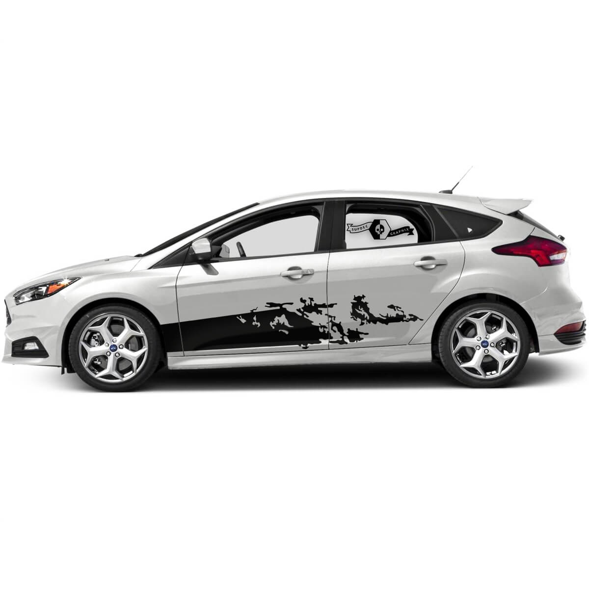 Combinar Ford Focus ST Wrap Side Door Rocker Panel Side Stripes Kit gráfico Kit