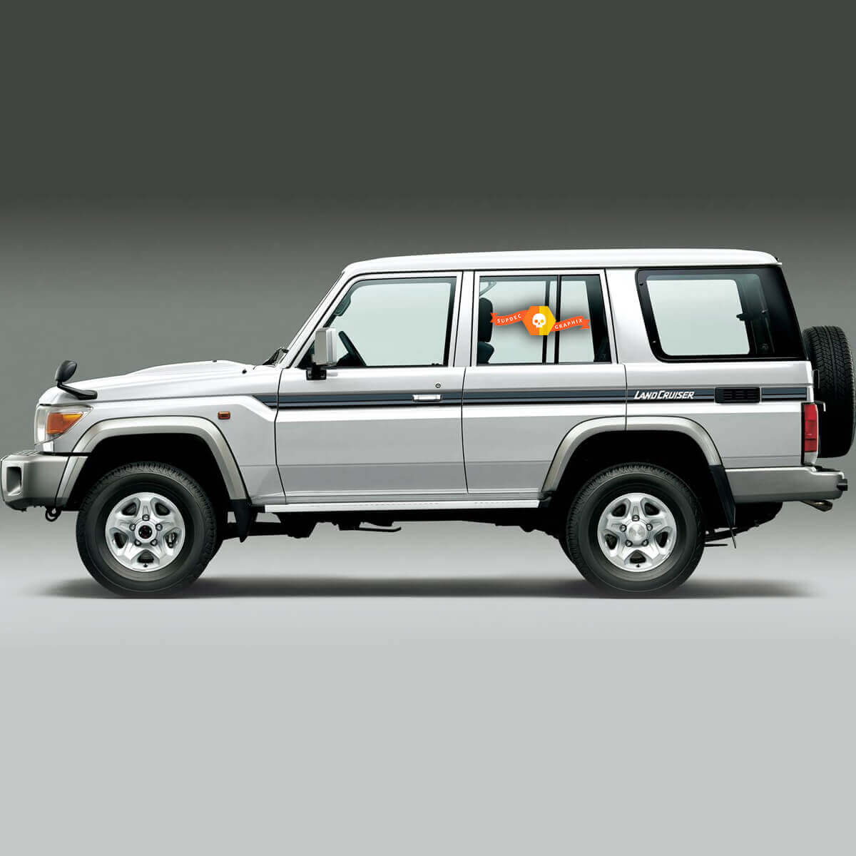 Kit de vinilos decorativos de franjas laterales retro para Toyota Land Cruiser Serie 70