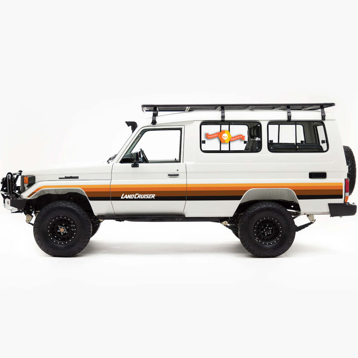 Calcomanía de vinilo de franjas laterales estilo vintage para Toyota Land Cruiser Troopy 75