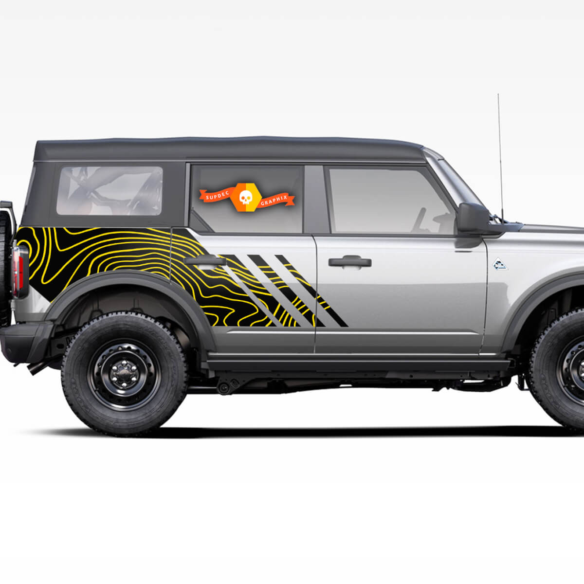 Mapa topográfico Pegatinas de calcomanías de puerta lateral personalizada para Ford Bronco 2 colores