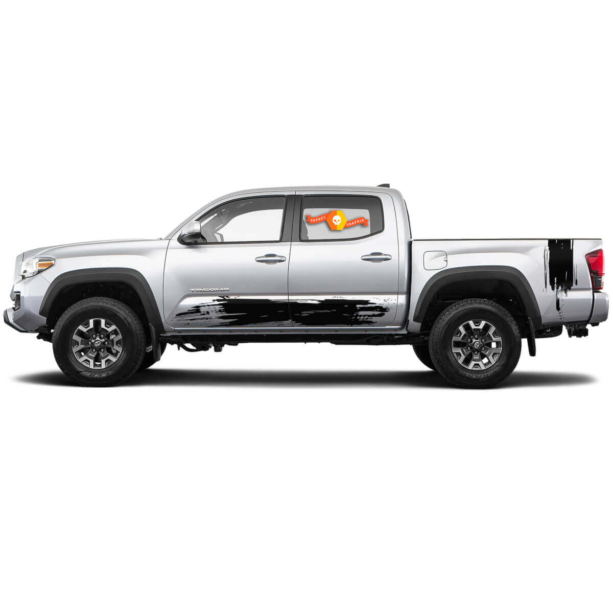 Kit de Calcomanías de Vinilo de Panel Lateral Rocker Trasero con Rayas de Estilo Salpicadura de Barro para Toyota Tacoma