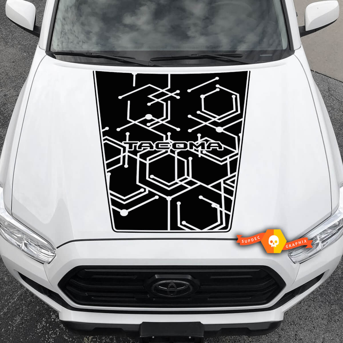 Modern 2016 - 2021 Toyota Tacoma Hood Honeycomb Sticker de calcomanía de vinilo Kit gráfico - ¡No SCOOP!