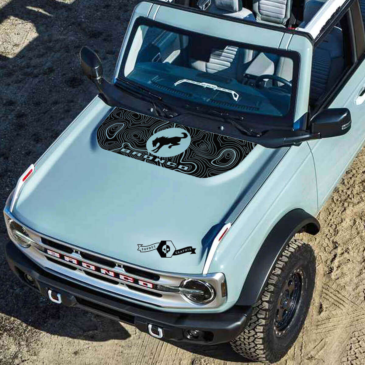 Calcomanías de Vinilo con Letras y Logo de Mapa Topográfico 2 para Musclecar horse