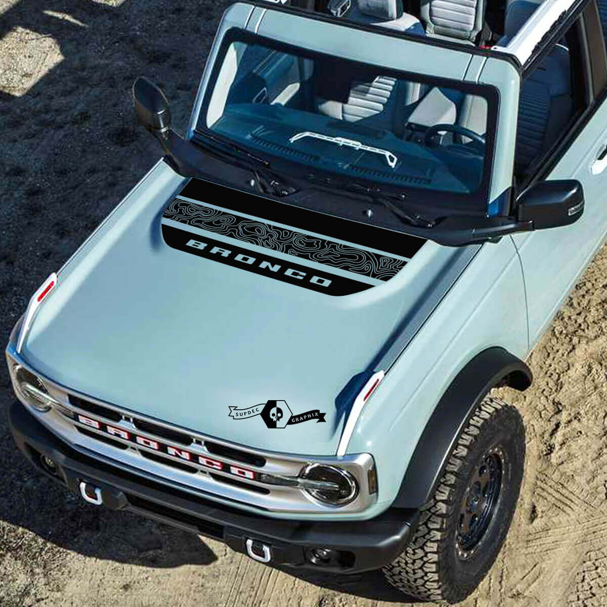 Calcomanías de vinilo con logotipo de mapa topográfico Letterline 2 para Musclecar horse