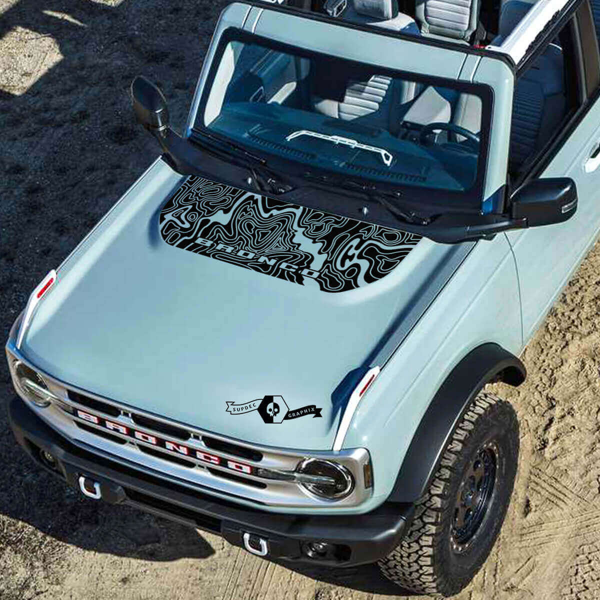 Vinilo adhesivo para capó con mapa topográfico para Musclecar horse Sport 2021-2022