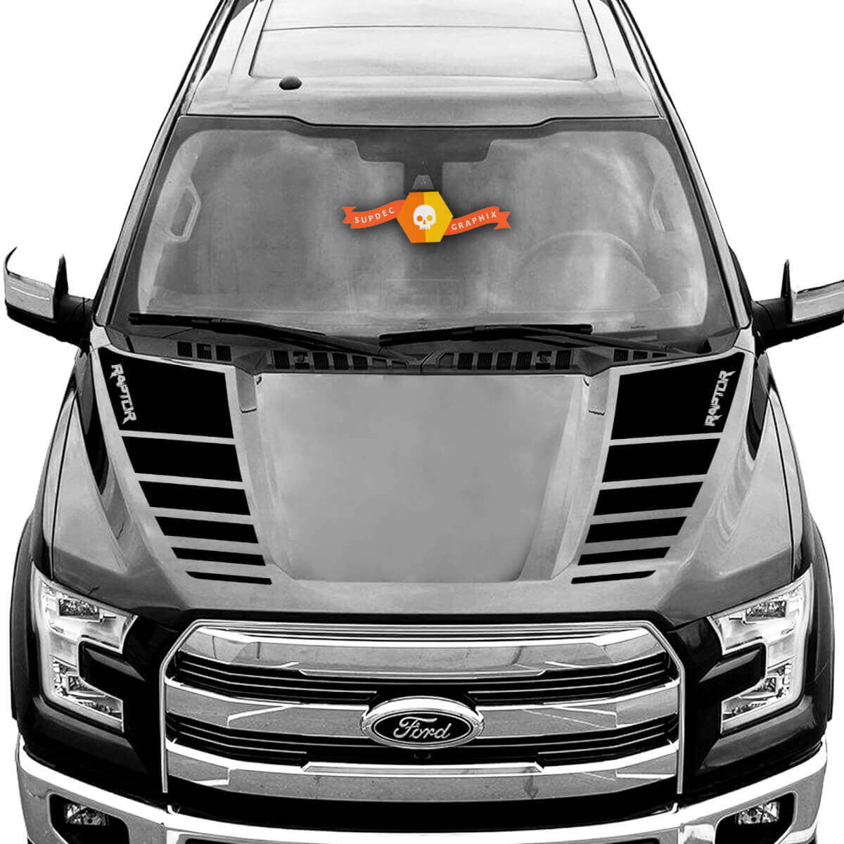 Kit de pegatinas de vinilo con franjas dobles de cuadros para capó de Musclecar Truck 2016-2021