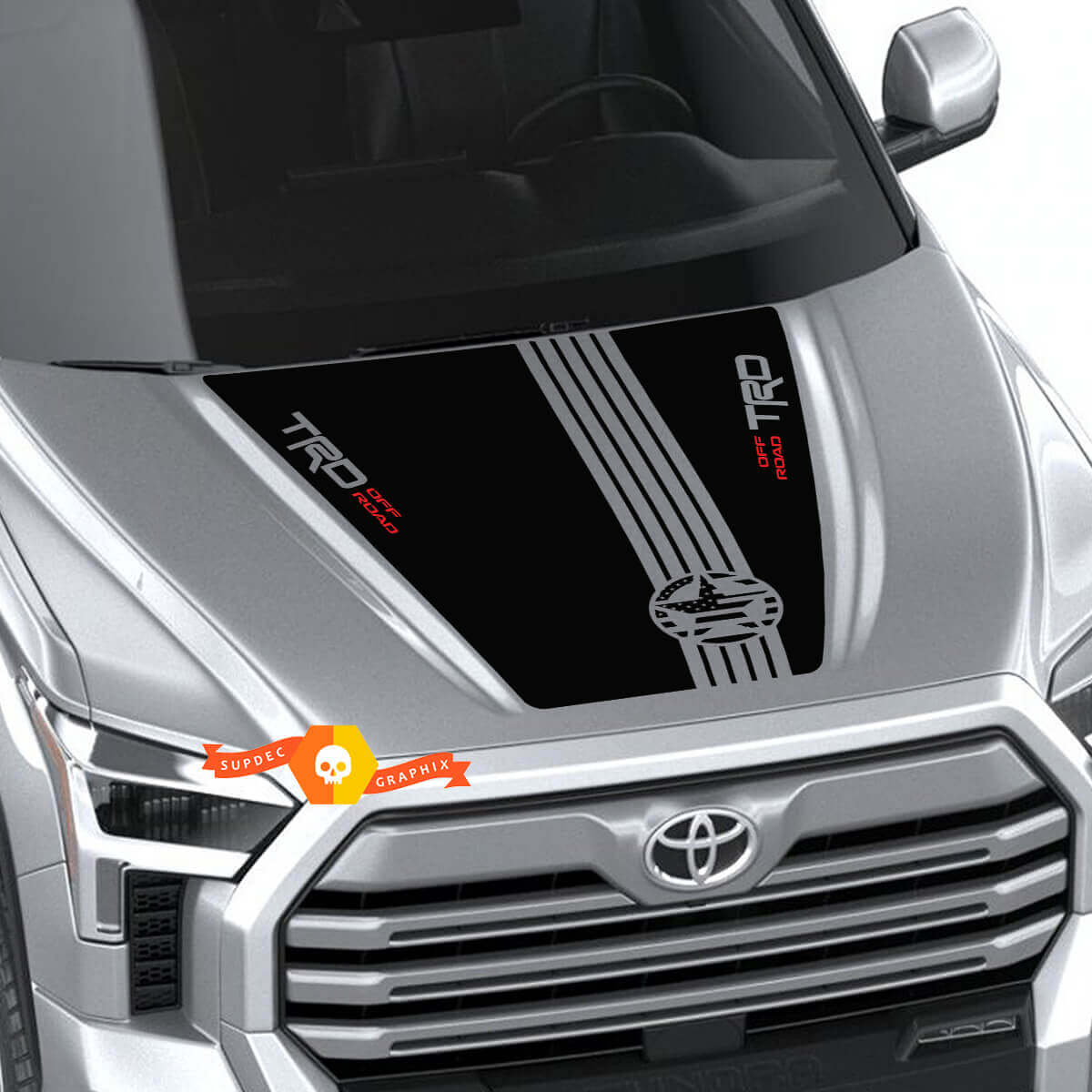 Pegatina adhesiva de vinilo con bandera militar de estrella TRD USA para capó de Toyota Tundra 2022