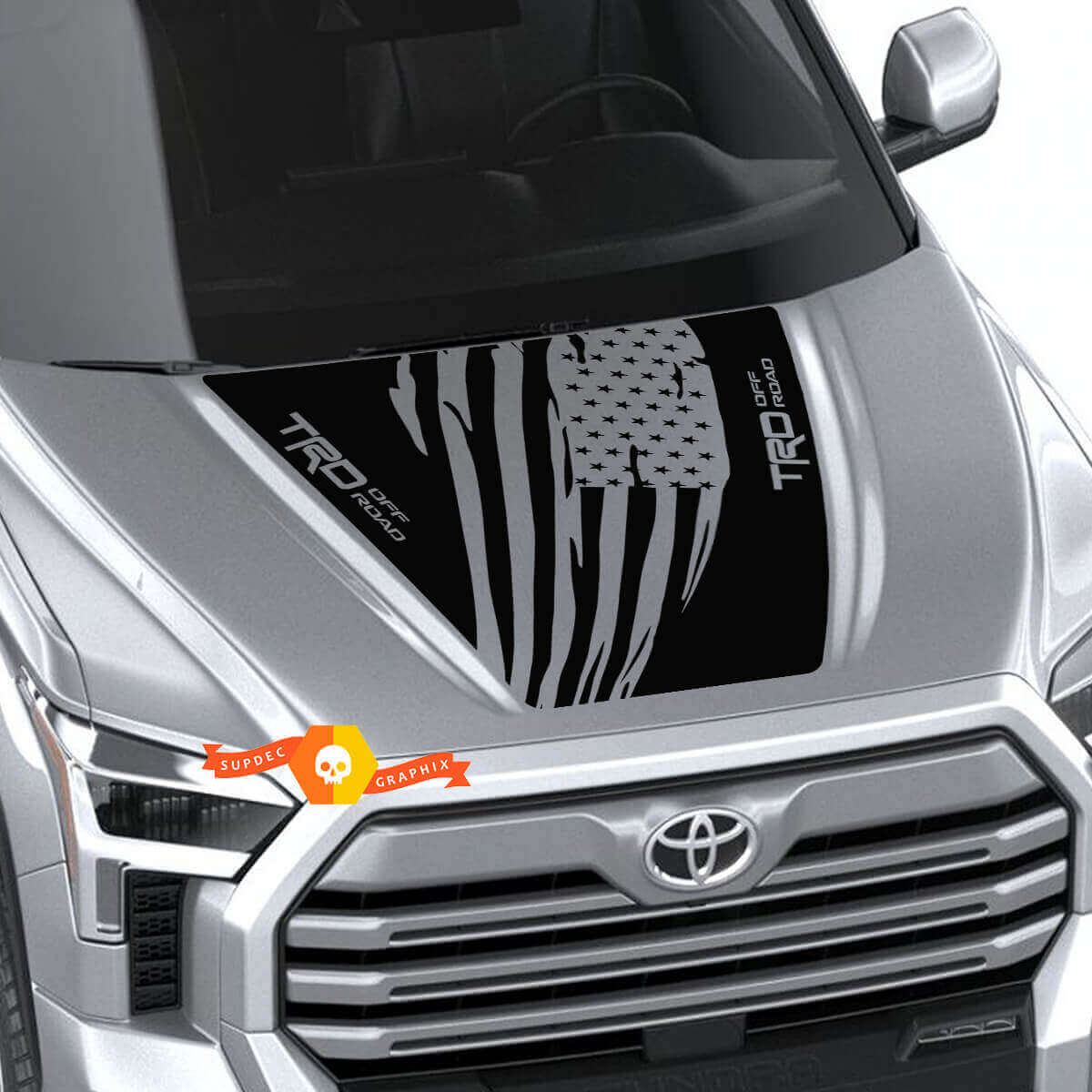 Vinilo adhesivo para capó con bandera de EE. UU. envejecida para Toyota Tundra 2022
