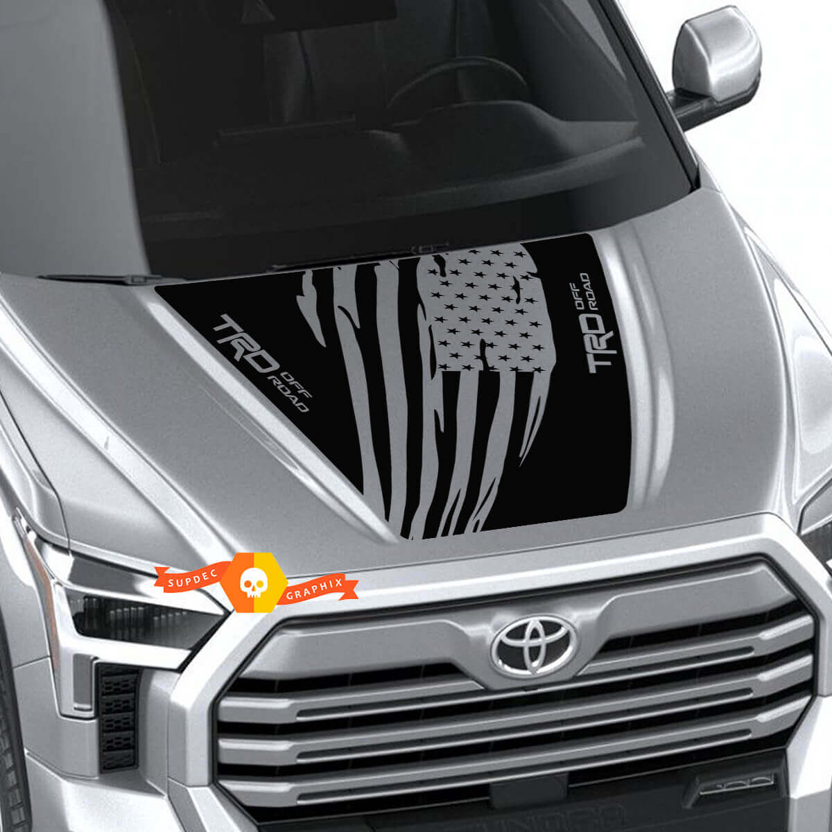 Nueva Toyota Tundra 2022 Capó TRD SR5 Envoltura de Bandera de EE. UU. Calcomanía Adhesiva Gráficos Diseño de SupDec

