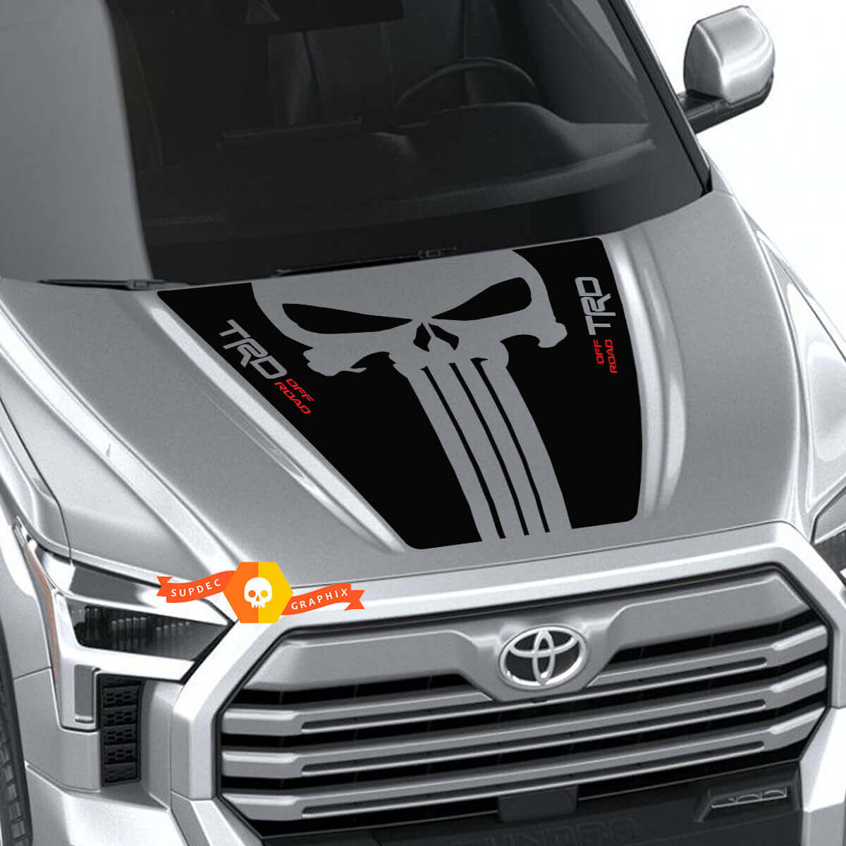 Pegatina de vinilo estilo TRD Punisher para capó Toyota Tundra 2022