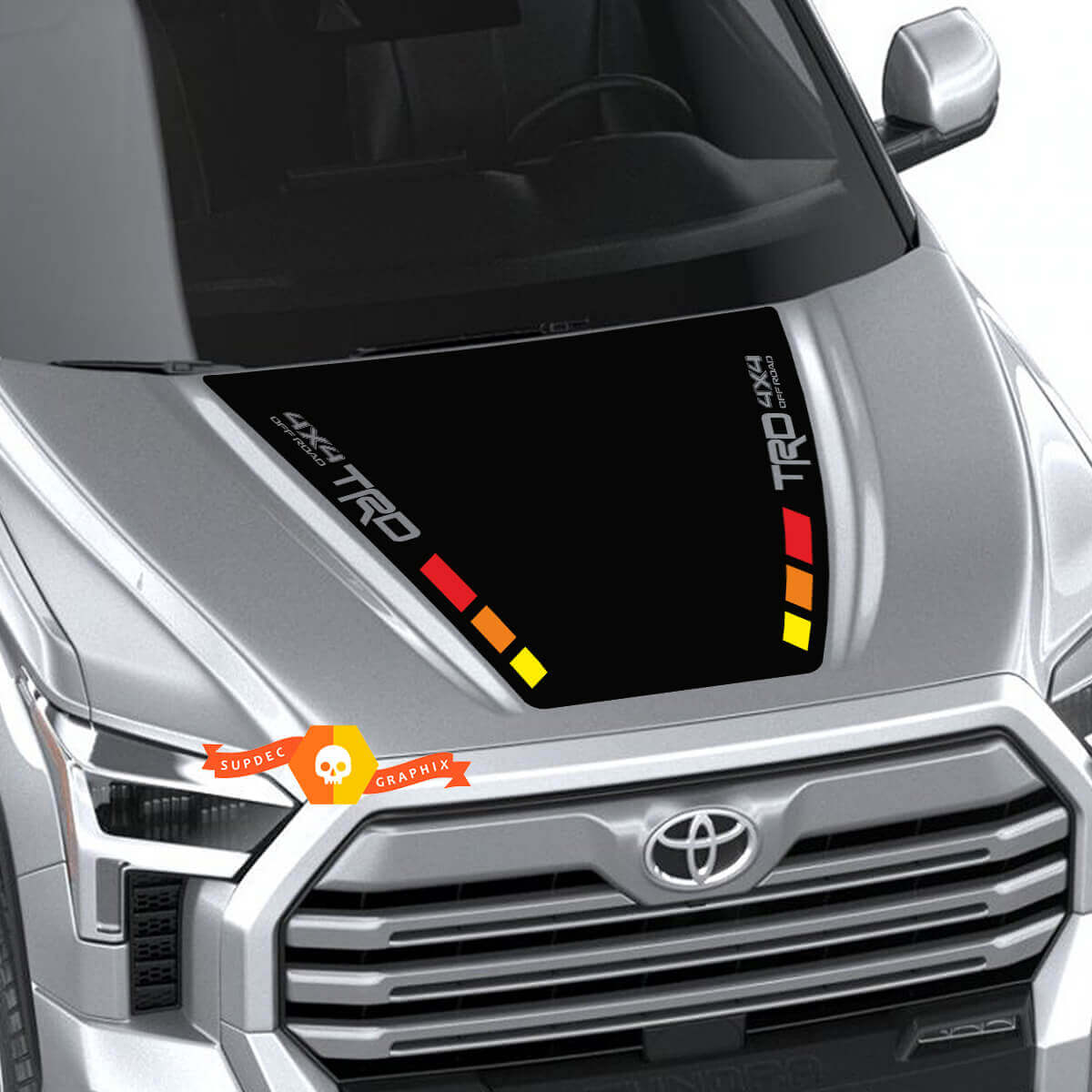 Calcomanía adhesiva vinilo de franjas anchas TRD Blackout para capó Toyota Tundra 2022