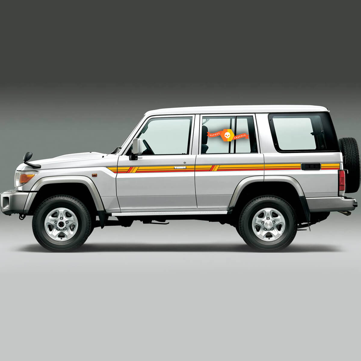 Toyota Landcruiser Troopy Land Cruiser J78 Serie Outback Doors Retro Old School Side Vintage Stripes