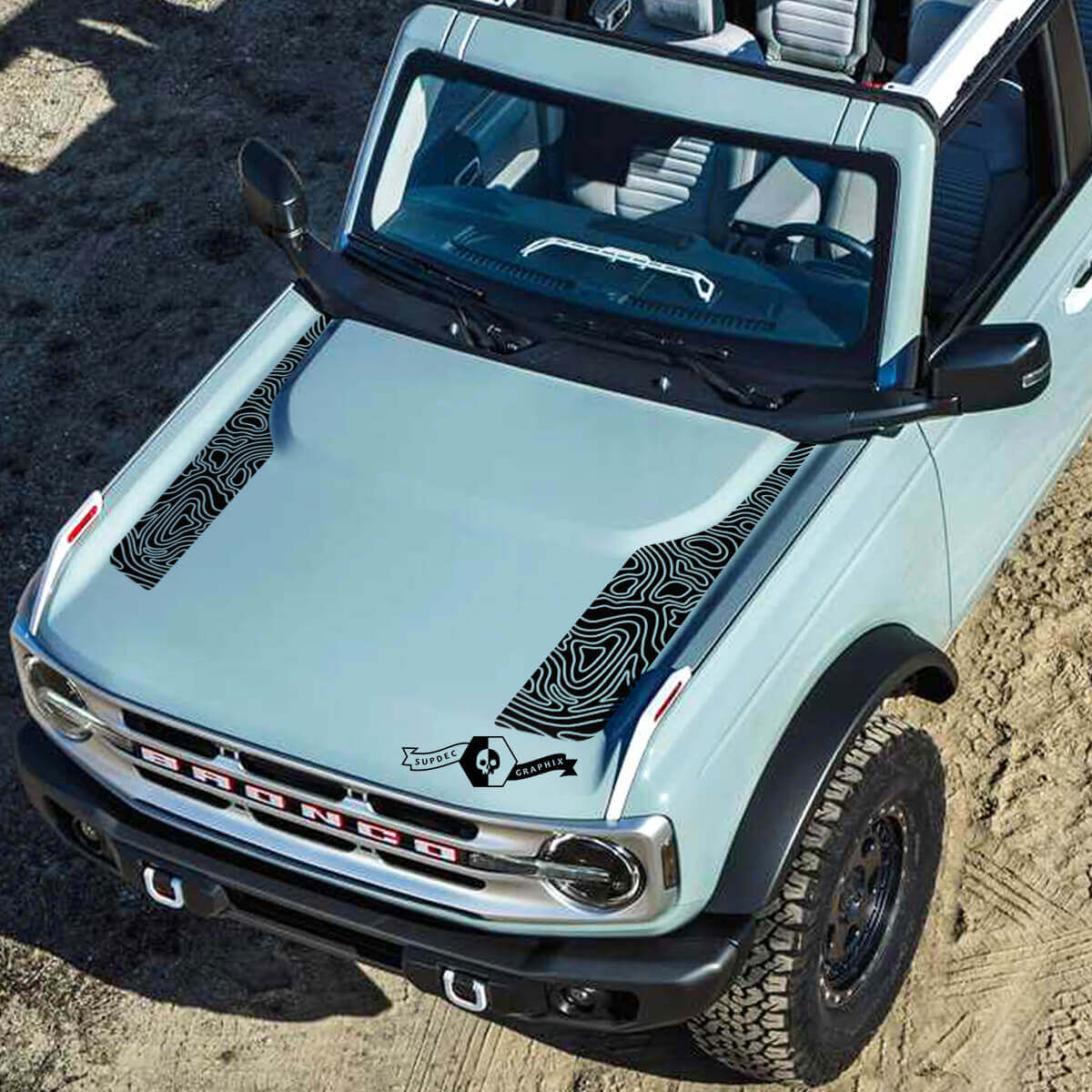 Nuevo Musclecar horse 2021 2022 Kit de calcomanías de vinilo para capó con logotipo de mapa topográfico
