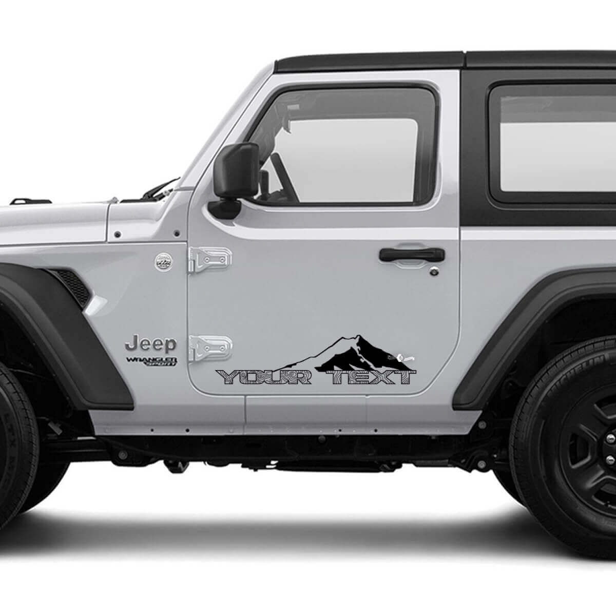 2 Nuevos adhesivos de calcomanía gráfica invertida de mapa topográfico de montañas para la puerta del JEEP Wrangler
