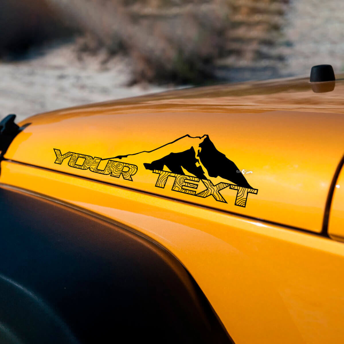 2 Calcomanías de gráficos invertidos del mapa topográfico de las montañas en el lateral de la capota del nuevo JEEP Wrangler
