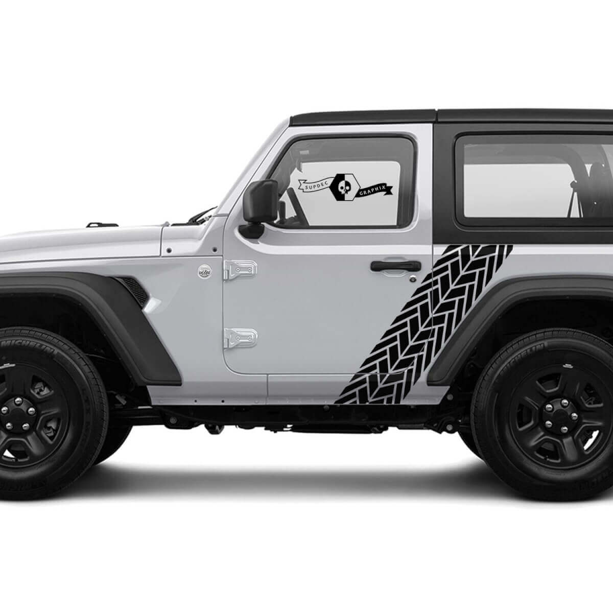 2 Nuevas Rayas JEEP Wrangler con Gráficos de Huella de Neumático Calcomanía para la Puerta
