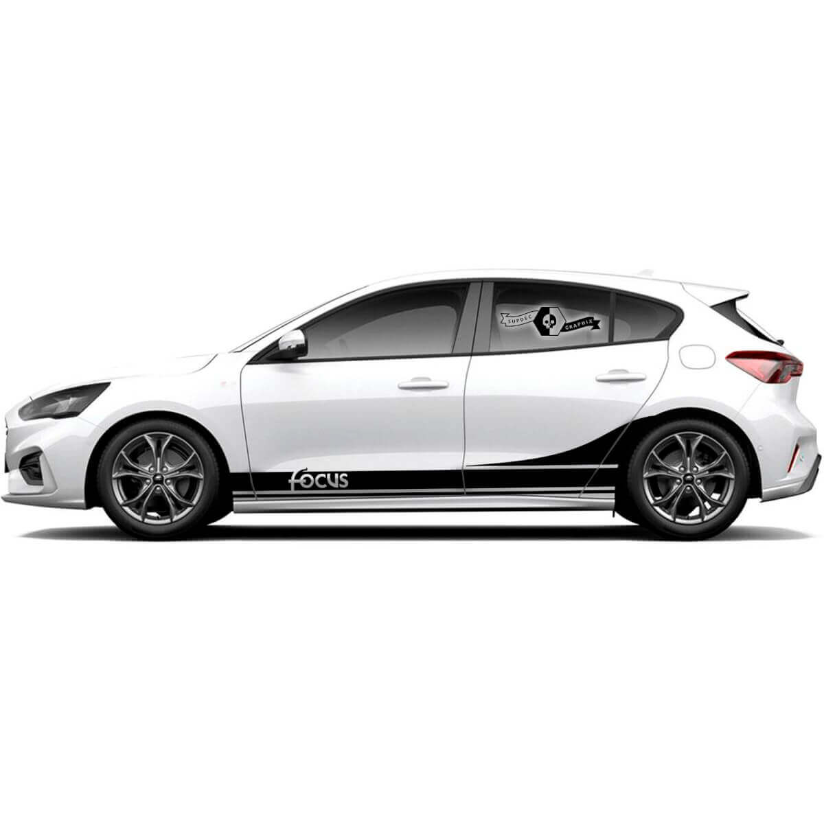 Par Ford Focus ST 2017 - 2022 Línea Inclinada ST-Line EcoBoost Franja Calcomanía Vinilo para Panel Lateral Gráfico
