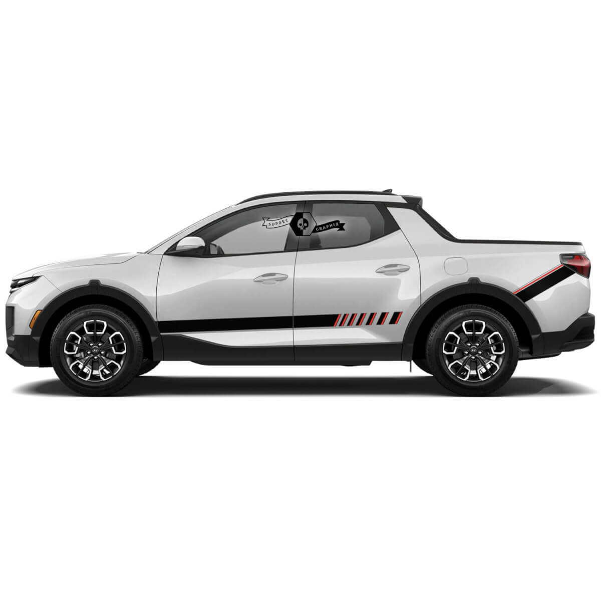 Combinar Hyundai Santa Cruz Rally Side Rocker Panel de 2 colores Pegatizas de vinilo Kit gráfico
