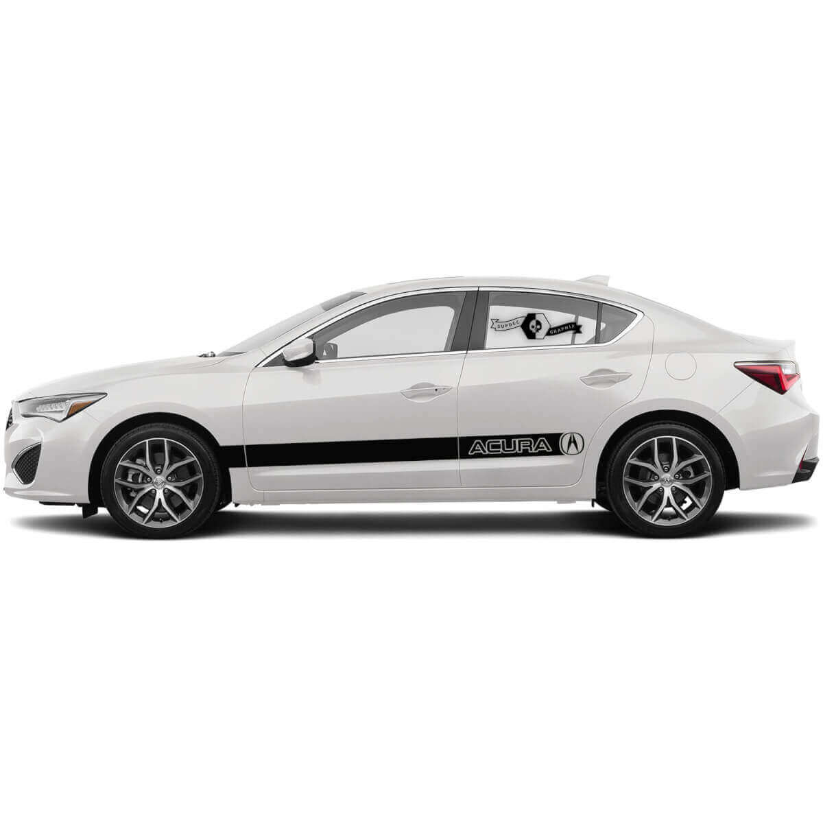 Kit de vinilos adhesivos con franjas laterales de marca para Acura ILX TLX RLX