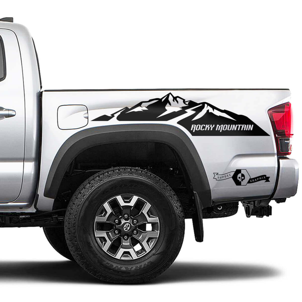 2 Calcomanías de vinilo Rocky Mountain TRD para los laterales de la caja de la Toyota Tacoma
