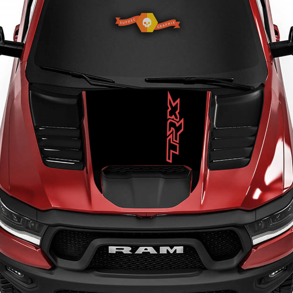 Calcomanía de vinilo para capó negro estilo TRX para Dodge Ram Rebel 1500 TRX