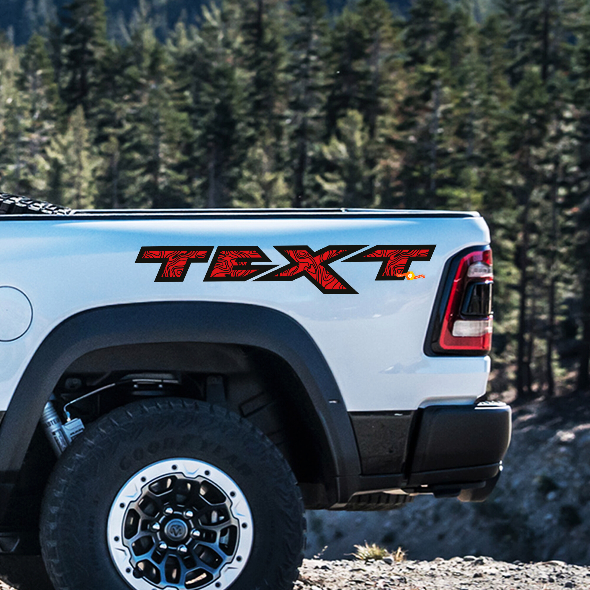 Juego de vinilos decorativos personalizados de estilo topográfico para mesilla de noche para Dodge Ram Rebel 1500 TRX