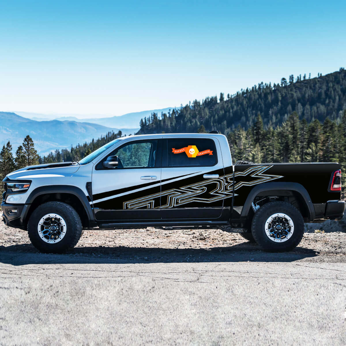 Juego de vinilos laterales estilo TRX para Dodge Ram 1500 Rebel/TRX