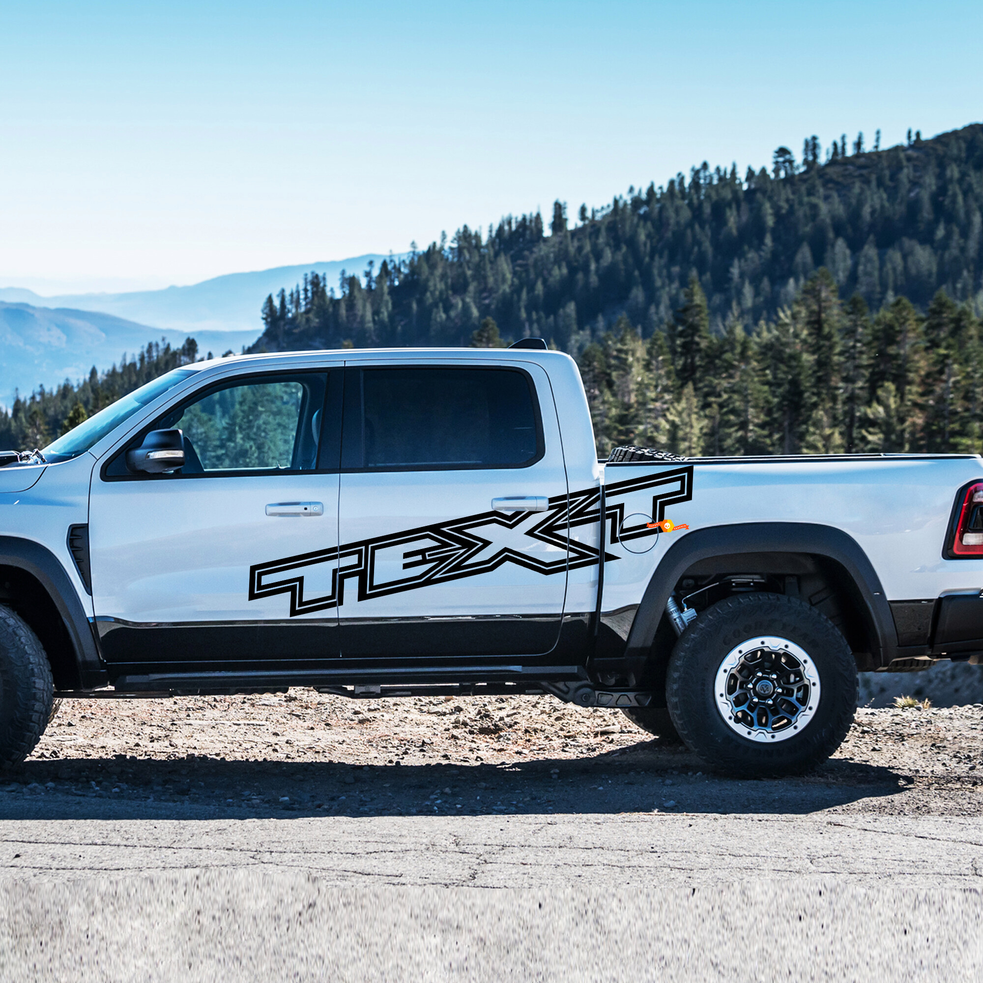 Vinilo lateral de letras personalizadas con contorno para Dodge Ram 1500 Rebel TRX