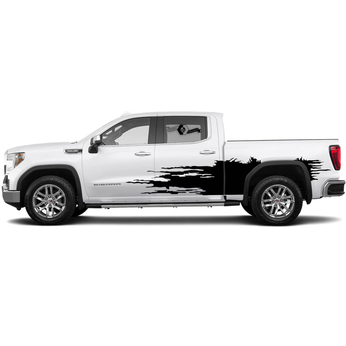 Par de calcomanías, kit de salpicaduras de barro para puertas GMC Sierra 1500, pegatinas de vinilo laterales, calcomanía gráfica
