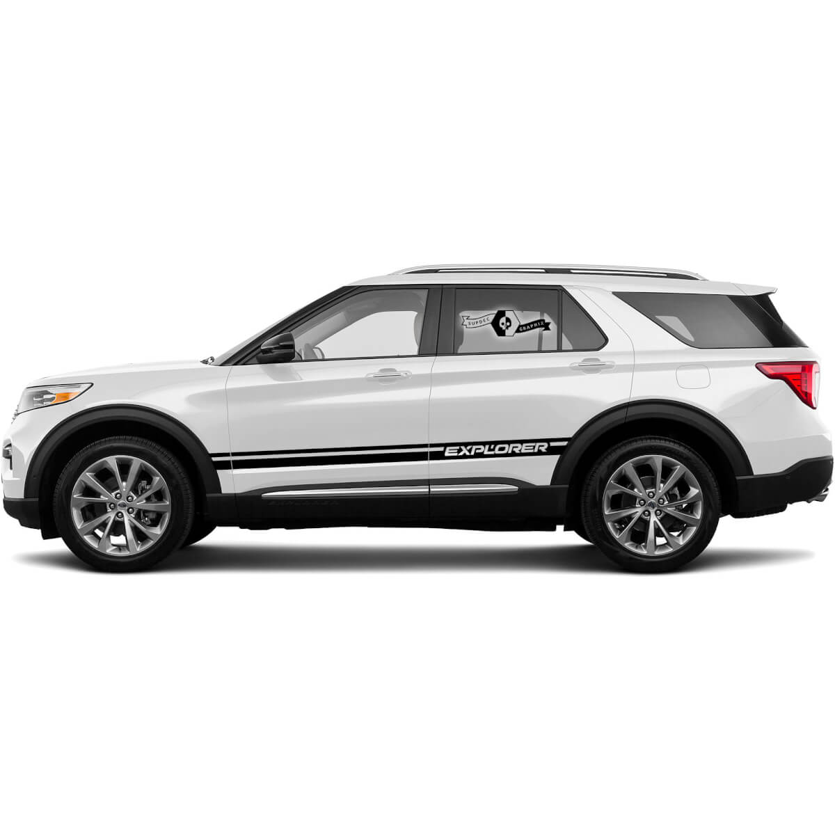 2021+ Ford Explorer 2x Puertas Rayas Calcomanías para el cuerpo Pegatinas laterales Gráficos Vinilo
