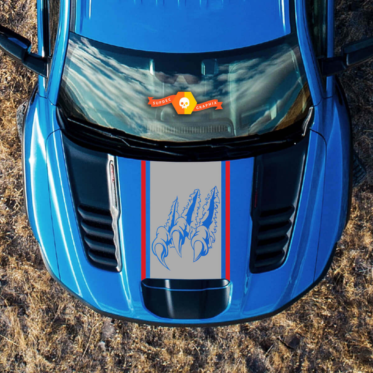 Nuevas garras de arañazos Capó Ford F150 Raptor 2022 2 colores Gráficos laterales Calcomanía de vinilo
