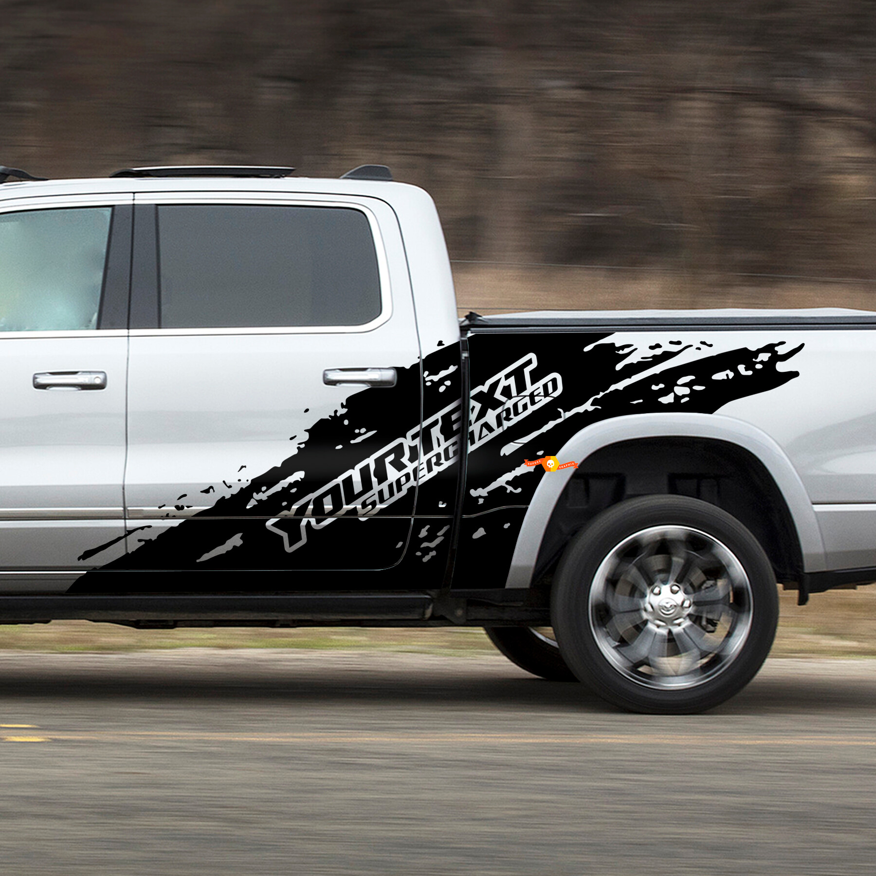 Kit de Adhesivos Laterales Vinilo Supercharged Mud Splash para Dodge Ram Rebel 2021+