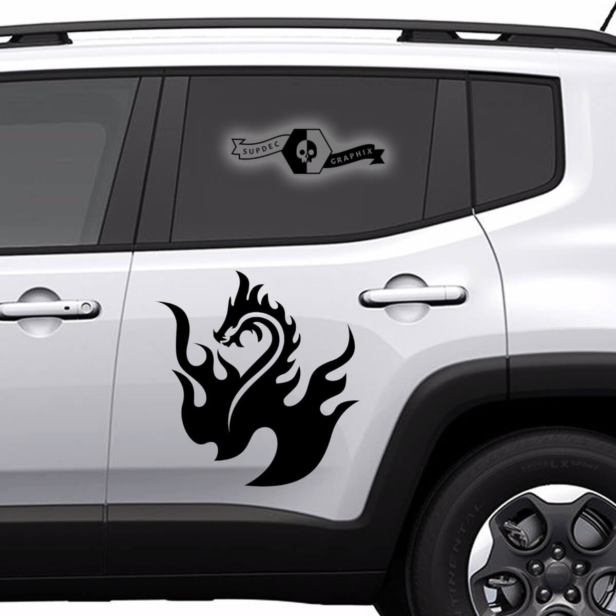 Par cualquier logotipo de coche puerta moderna ANIMALES dragón puertas laterales rayas pegatinas calcomanías kit gráfico
