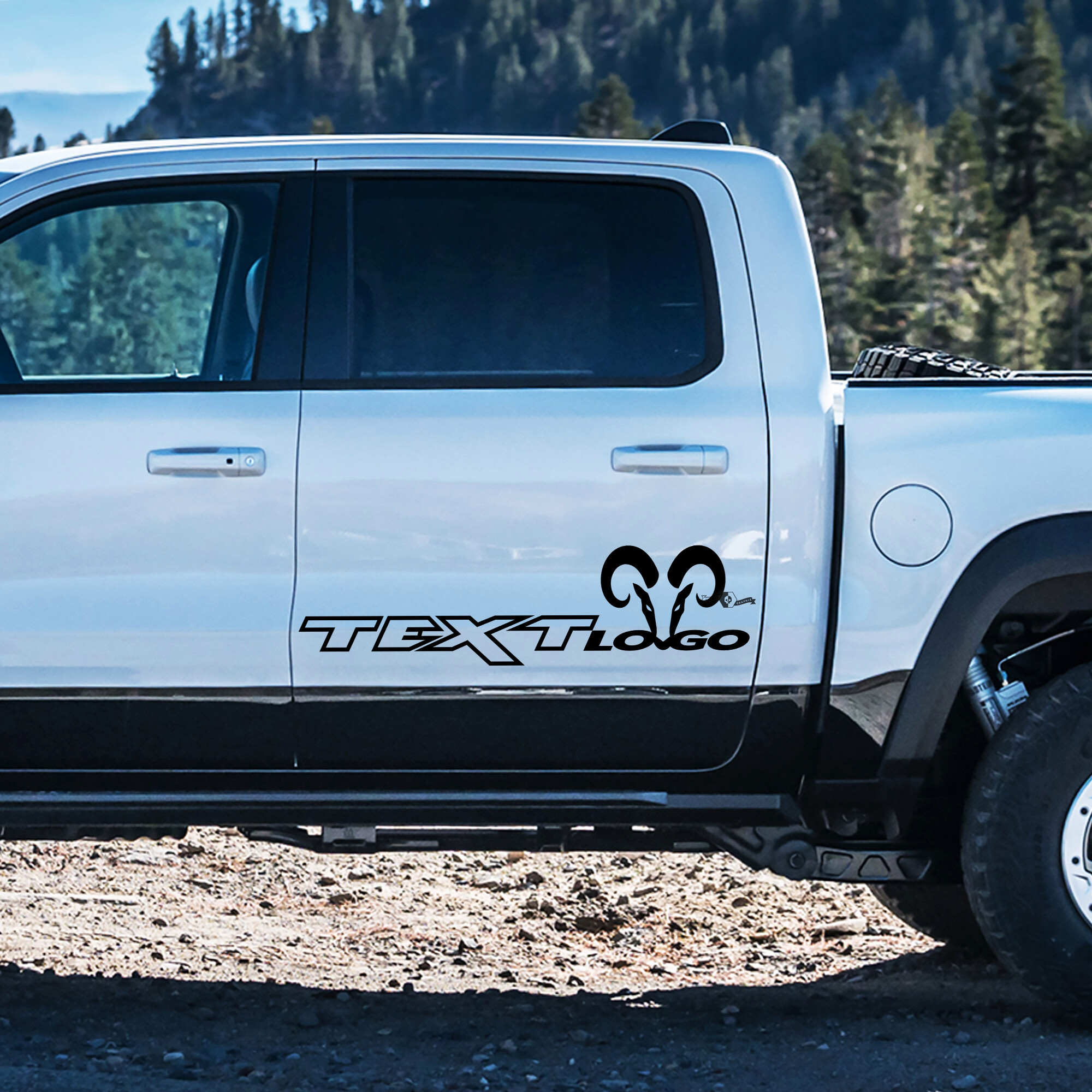 Vinilo adhesivo para puerta estilo Hemi con texto y logotipo personalizado para Dodge Ram 1500