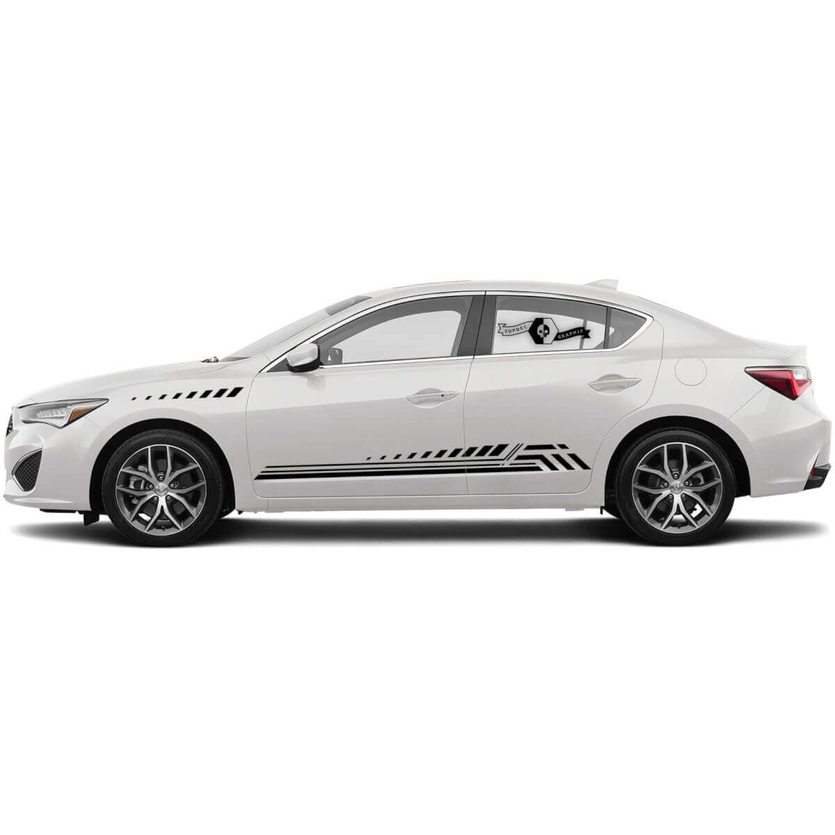 Par de calcomanías de vinilo para carreras de automóviles Acura TLX 2021 ILX en cualquier color para puertas y capó.
