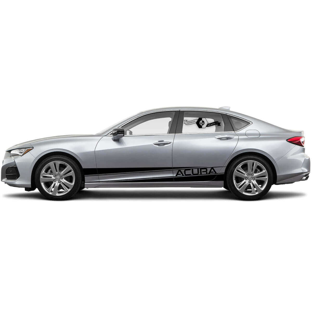 Calcomanía de vinilo lateral con letras de marca y franjas de acento para Acura TLX 2021