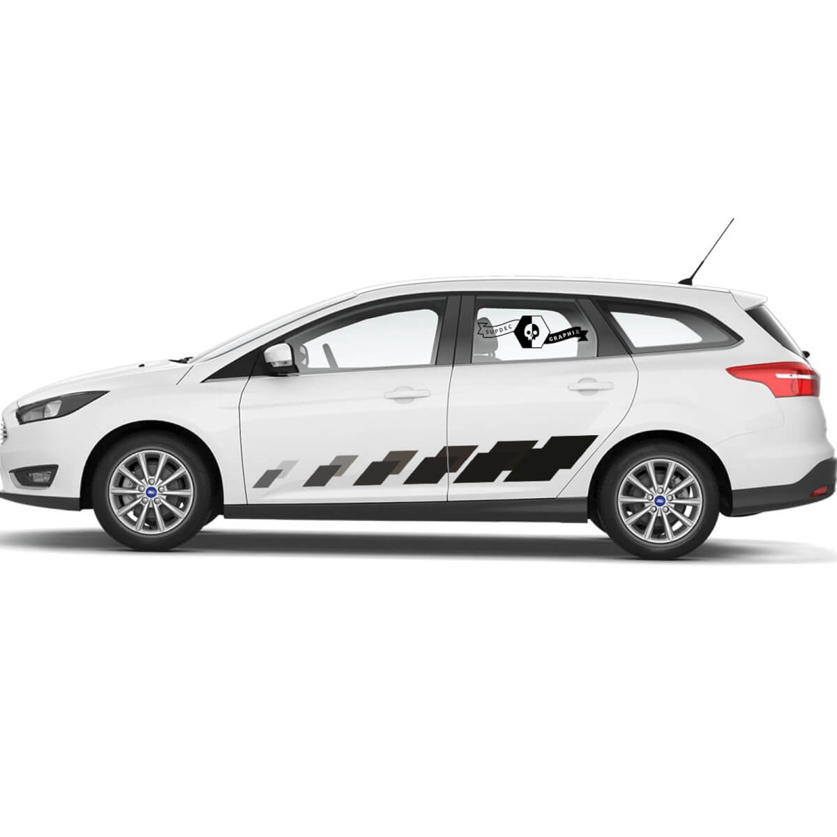 2x 2021+ Ford Focus Doors Side Nuevo panel basculante Ford Focus Car Racing Vinilo calcomanía pegatina
