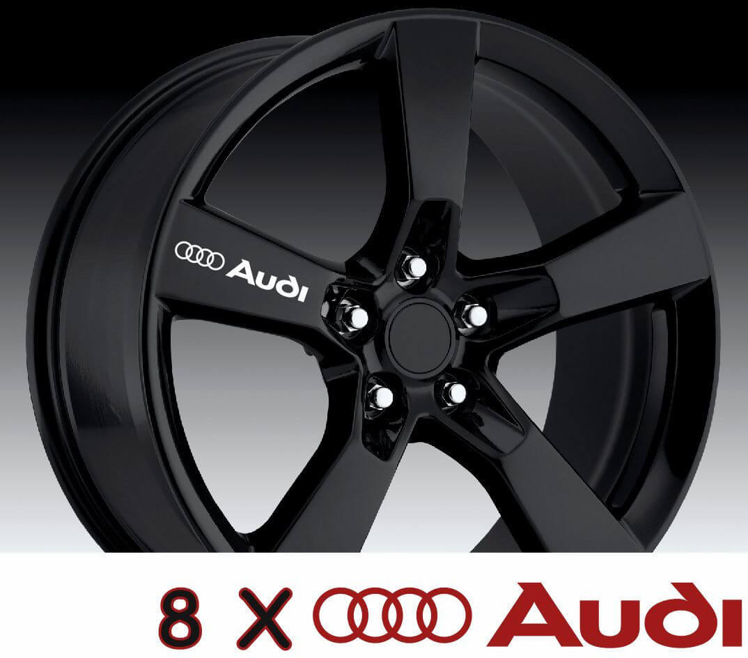 8 X AUDI Ruedas Manija de la puerta Calcomanías Pegatinas Gráficos Vinilo