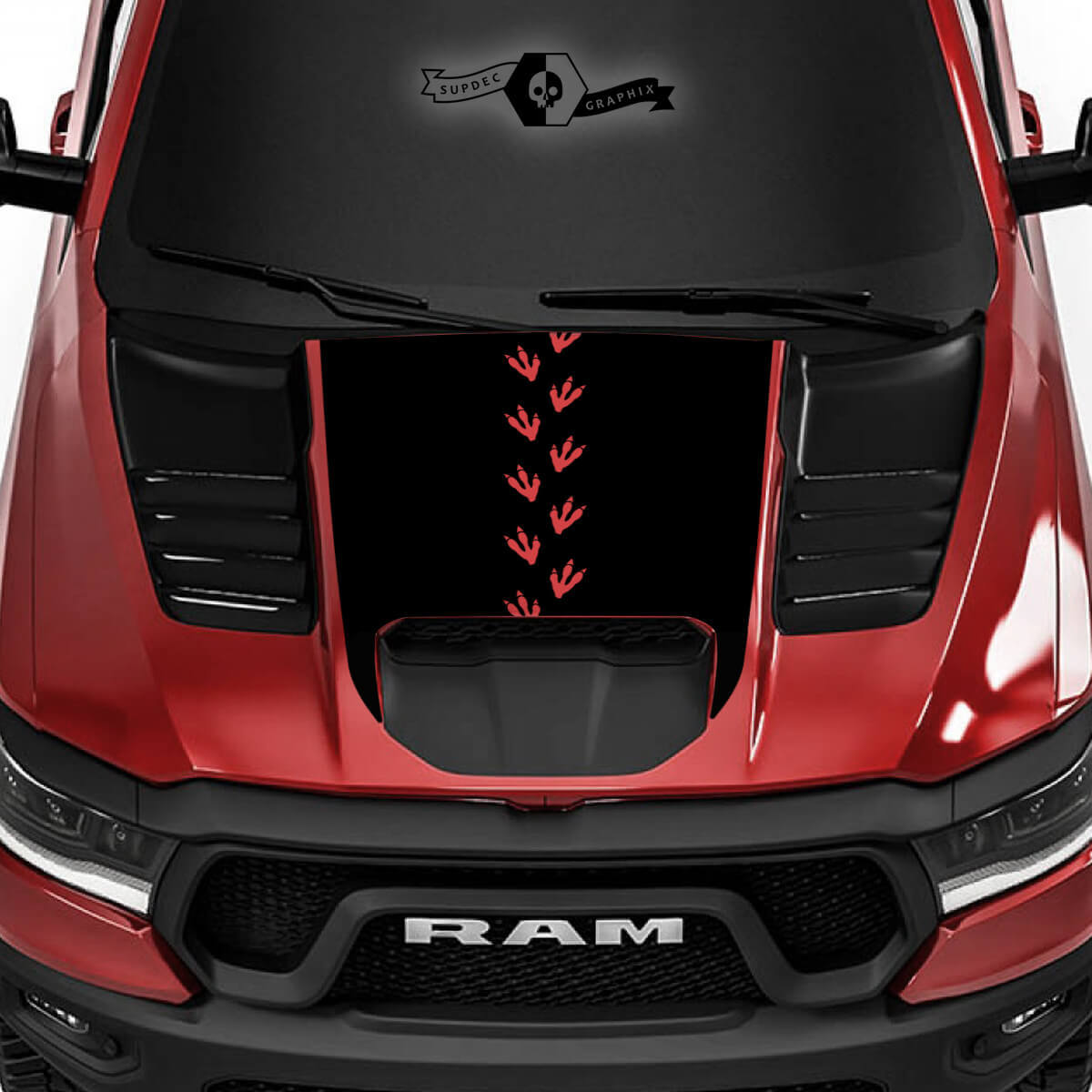 Vinilo adhesivo para capó con huellas de dinosaurio para Dodge Ram 1500 Rebel TRX