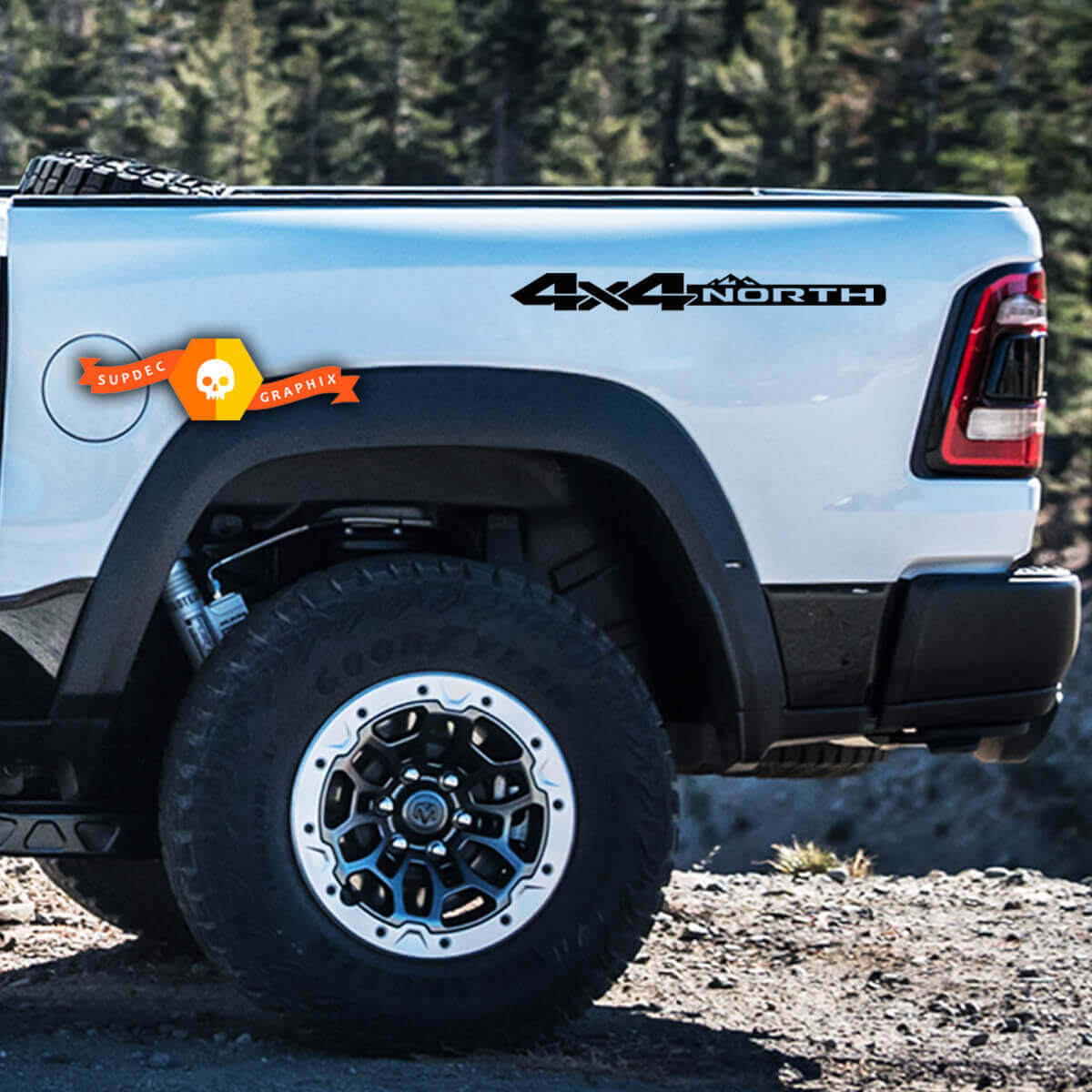 Kit de vinilo estilo North Mountain 4x4 para la cama de Dodge Ram 1500