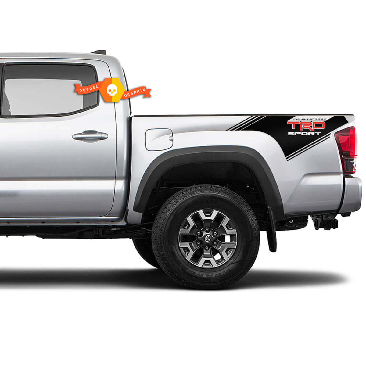 Par de calcomanías vintage de vinilo para cama lateral en 2 colores para Toyota Tacoma TRD Sport 2016-2022.
