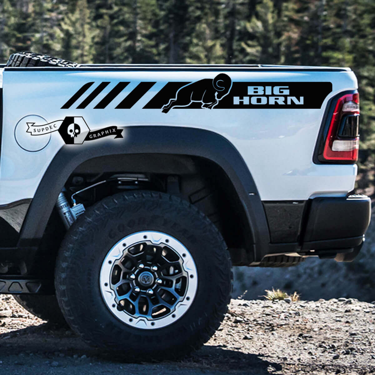 Vinilos decorativos de franjas laterales traseras Big Horn para Dodge Ram 1500