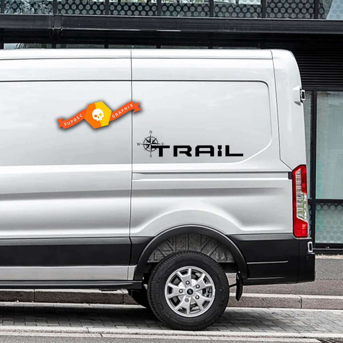 Pegatinas de vinilo con logo Compass Trail para Ford Transit-Trail