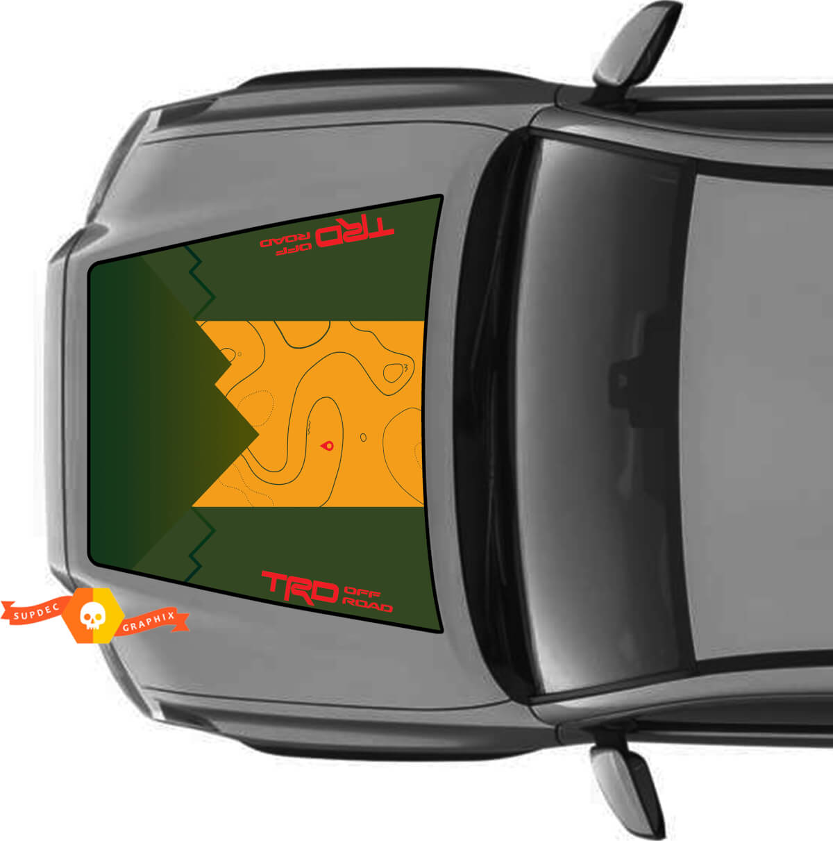 Hood TRD Off Road Mountains Topographic Map Hood Stripes Pegatinas de vinilo Calcomanía para modelos Toyota Tacoma 2016 - 2022
