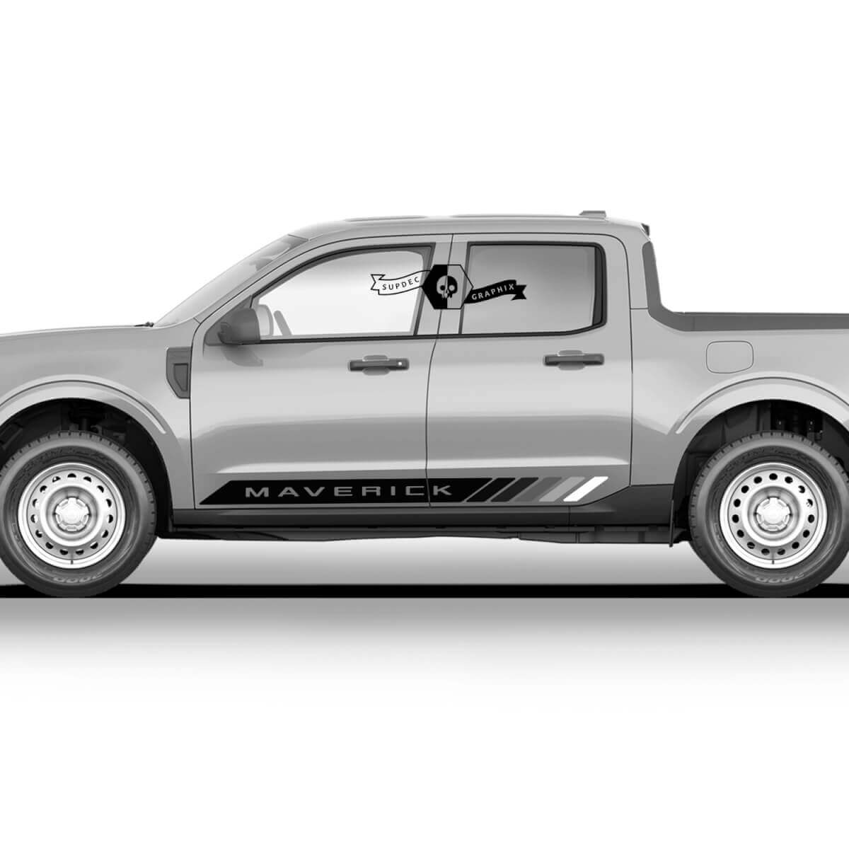 Par Ford Maverick 2022 FX4 Calcomanías gráficas Rocker Mountains Panel Logo Maverick Pegatinas Monocromo

